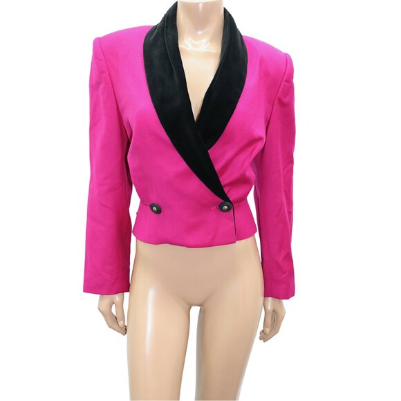 POWER Statement Fuchsia Tuxedo Blazer Jacket M - Picture 1 of 5